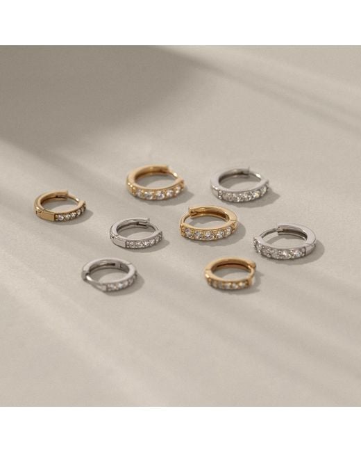 Diamonbliss Metallic Pave Hoop Earrings, Thirdteen Millimeter, Platinum