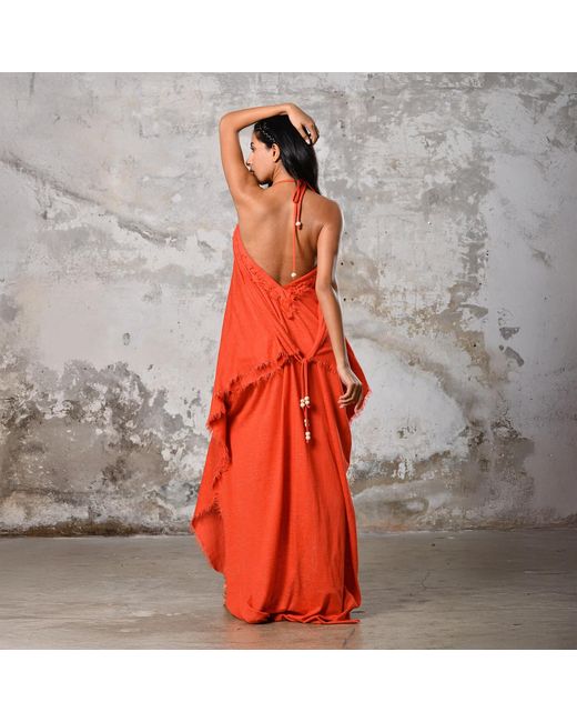 Zhenabia Red Boho Kaftan Summer Dress