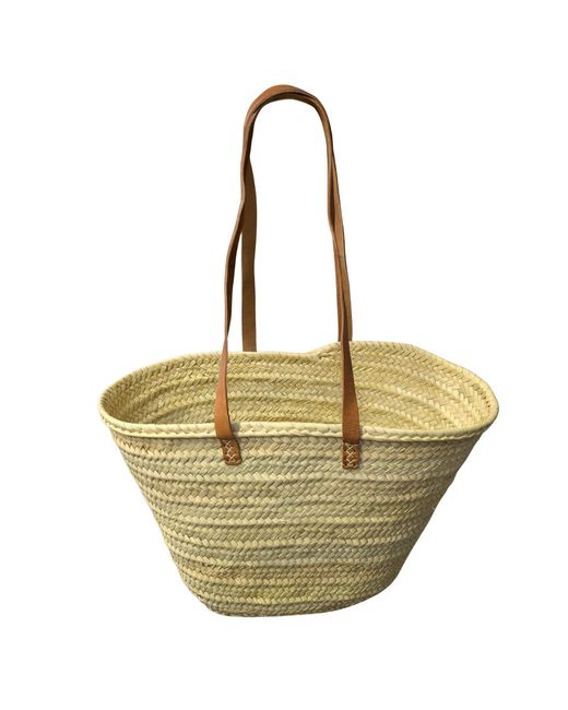 Berber Leather Metallic Neutrals The Safi Large Rattan Beach Tote Bag