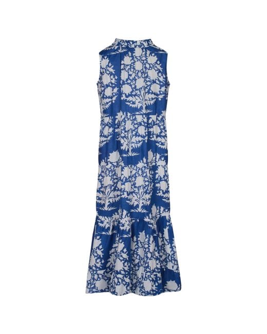 La Mandarine Blue Summer Maxi Dress With Pockets. Beach Dress, & Ikat Cotton Paloma