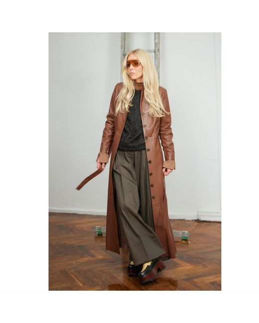 Julia Allert Brown Casual High-Rise Flared Denim Pants