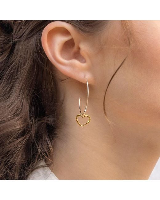 Isla Silver Metallic Sterling Hoop Earrings With Dainty Hearts