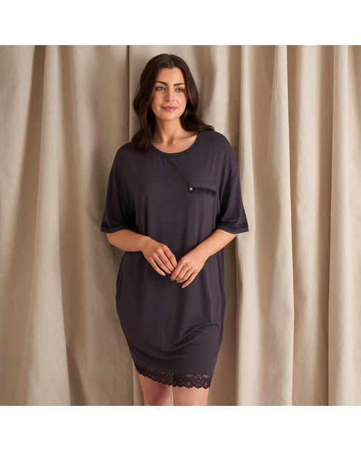 Pretty You London Black Bamboo Lace Tee Dress