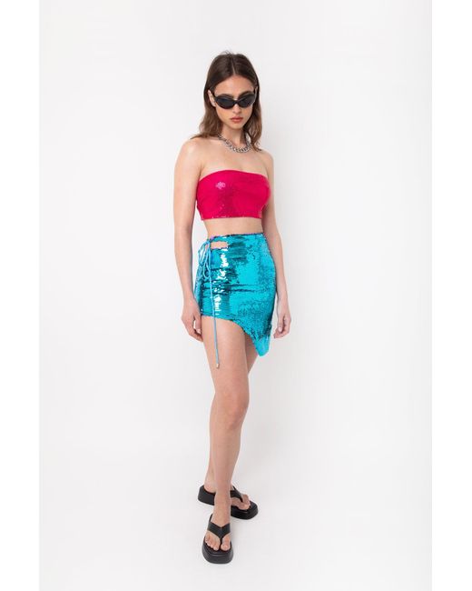 Amy Lynn Hailey Blue Sequin Mini Skirt