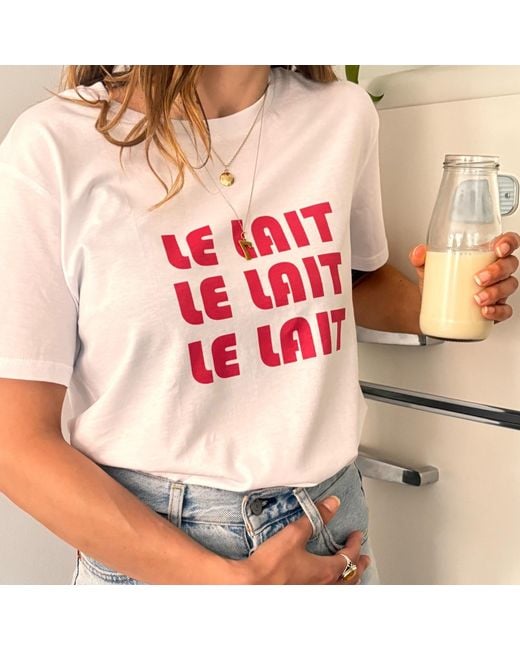 Fanclub White Le Lait Retro Slogan T-Shirt