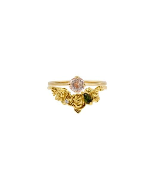 Lee Renee Yellow Rose Chevron Ring Diamond & Tourmaline– Gold