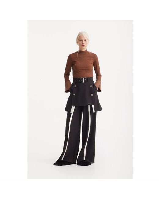 Julia Allert Brown Warm Top With Cuffed Sleeves Melange