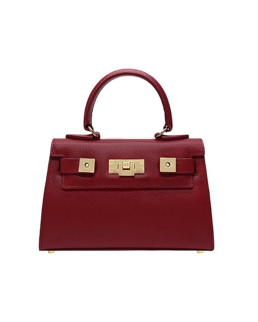 Lalage Beaumont Red Maya Mignon Dolomite Pebble Print Calf Leather Handbag