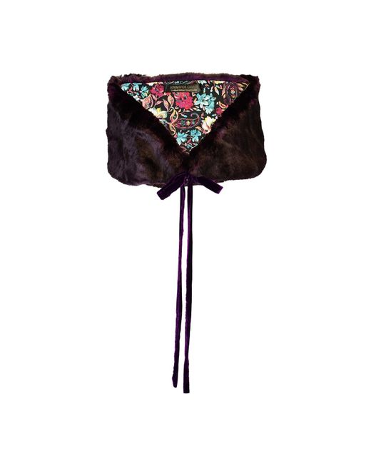 Jennafer Grace Black Plum Faux Fur Velvet Knot Stole