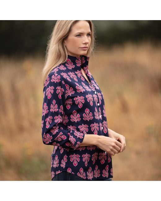 At Last Blue Navy Thistle Print Shirt