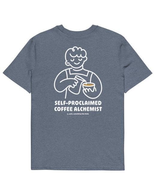 Anchor and Crew Blue Heather Gustatory Coffee Alchemist Organic Cotton Embroidered T-Shirt