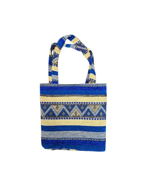 Berber Leather Blue Neutrals The Nador Small Expandable Fabric Tote