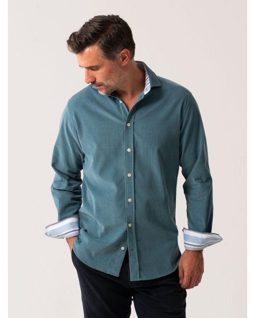 Koy Clothing Blue Petrol Cord Shirt for men