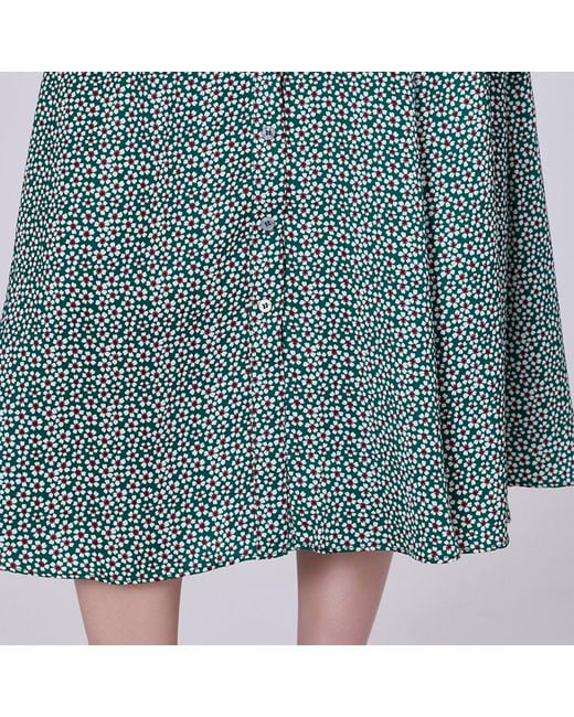 Smart and Joy Green Vintage Graphic Print Shirt Dress