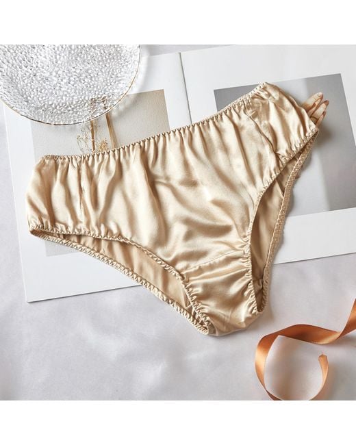 Custom Made Pure Mulberry Silk Bikini Panties High Waist 22 Momme