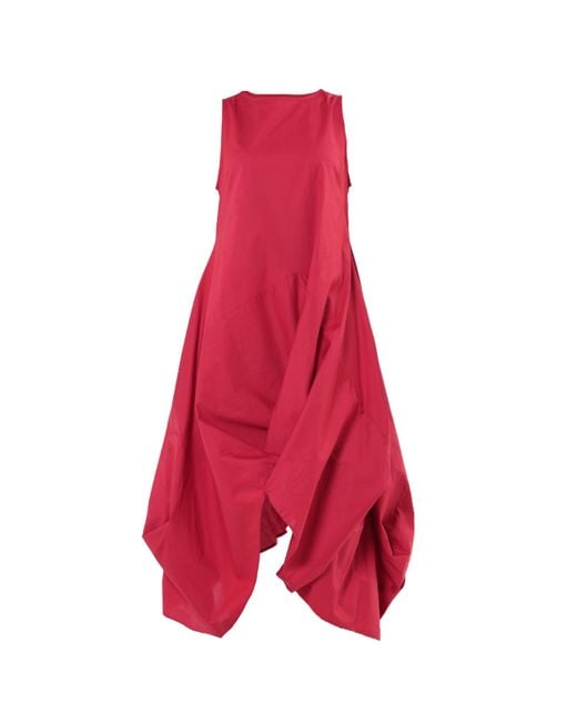 Metamorph Red Asymmetric Sleeveless Dress