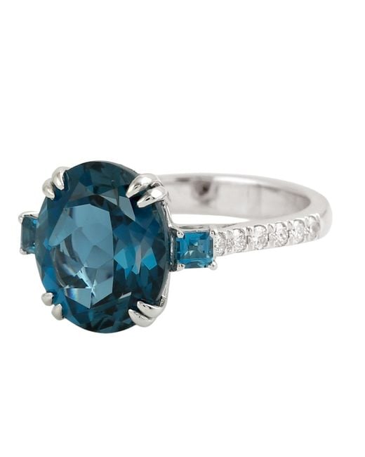 Artisan Blue 14K Oval London Topaz & Diamond Cocktail Ring