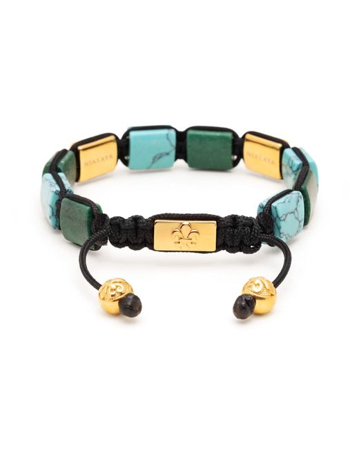 Nialaya Green And Jade Flatbead Bracelet With Plated Dorje