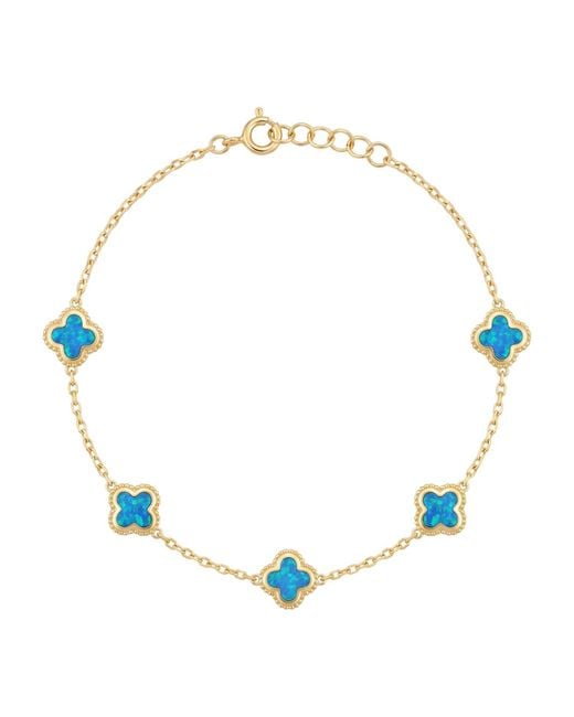 Latelita London Blue Clover Flowers Bracelet Opal