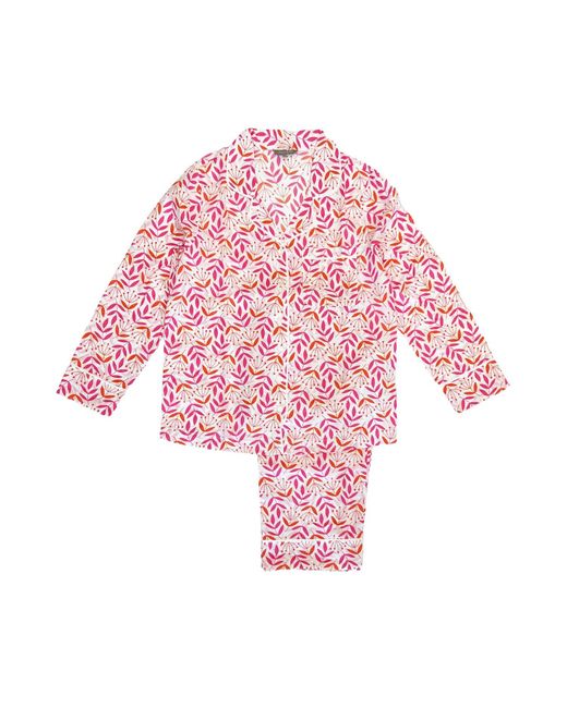 Lime Tree Design Pink And Leaf & Bud Pyjamas