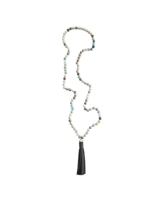 Heather Hawkins Jewelry Metallic Talulah Belle Gemstone Beaded Long Necklace With Suede Tassel