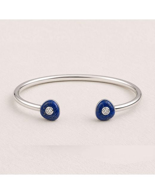 Lily Flo Jewellery Blue Lapis Lazuli Round Diamond Stud Earrings