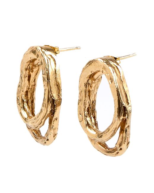 De Roms Metallic Molten Hoops Two Together Earrings