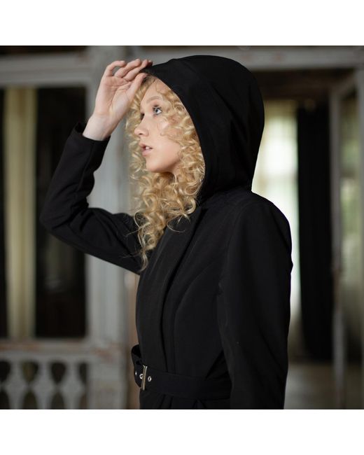 RainSisters Black Double Breasted Coat With Belt