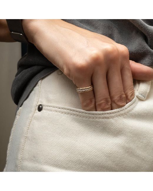 Kate Koel White Textured Stack Ring