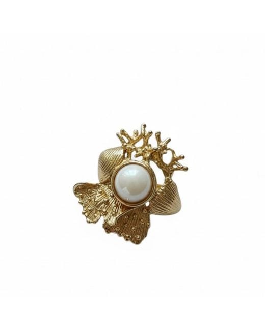 Silver & Elegant Co. Metallic Ocean Sculpture Charcoal Coral Ring