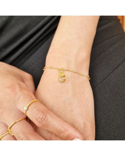 Harfi Metallic Raw Citrine November Birthstone Fine Satellite Crystal Bracelet