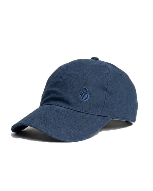 Maison Tangerine Blue Linen Baseball Hat Deep