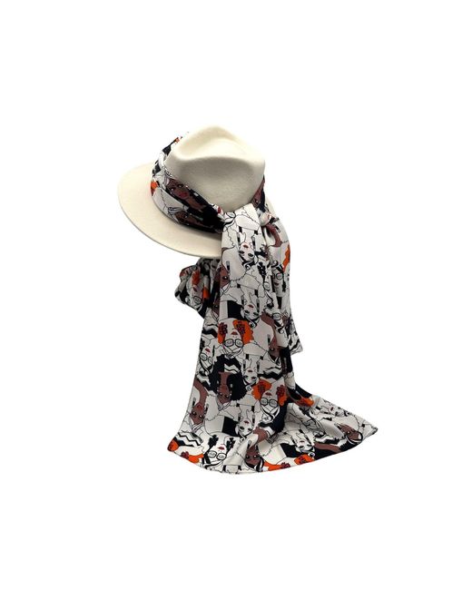 Julia Clancey White Neutrals Ivory Turbanista Fifi Scarf Fedora
