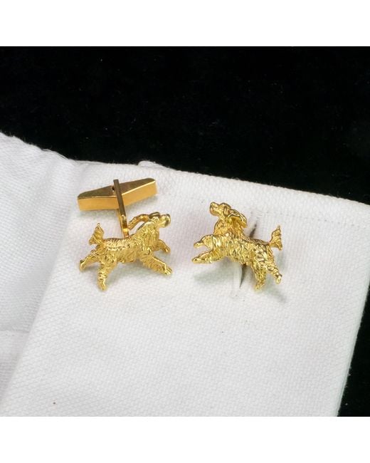 Simon Kemp Jewellers Metallic Leaping Spaniel Cufflinks Eighteen Carat On Solid Sterling for men