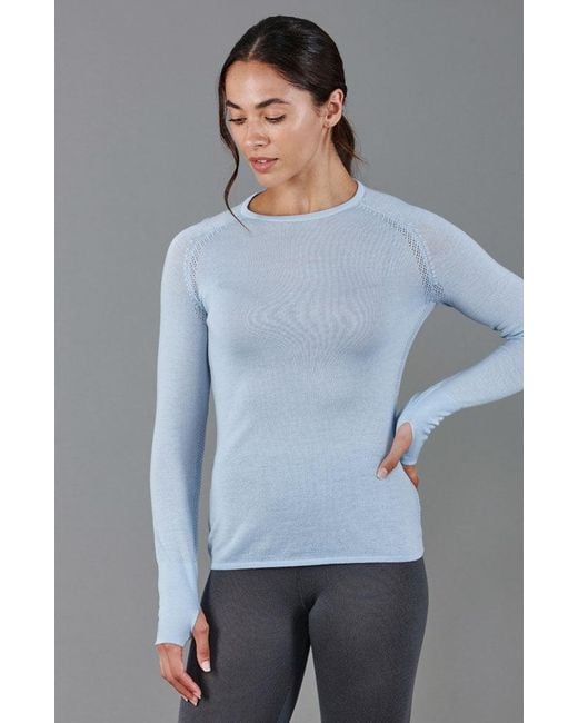 Paul James Knitwear Blue Midweight Merino Activewear Training Eos Top