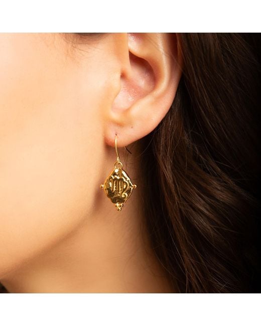 Seven Saints Metallic Virgo Vintage-Style Dangle Earrings, Plated