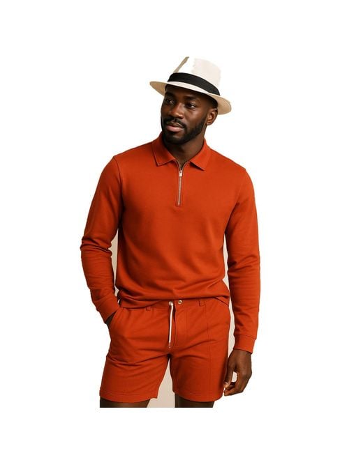DAVID WEJ Red Enzo Cotton Loose Fit Short for men