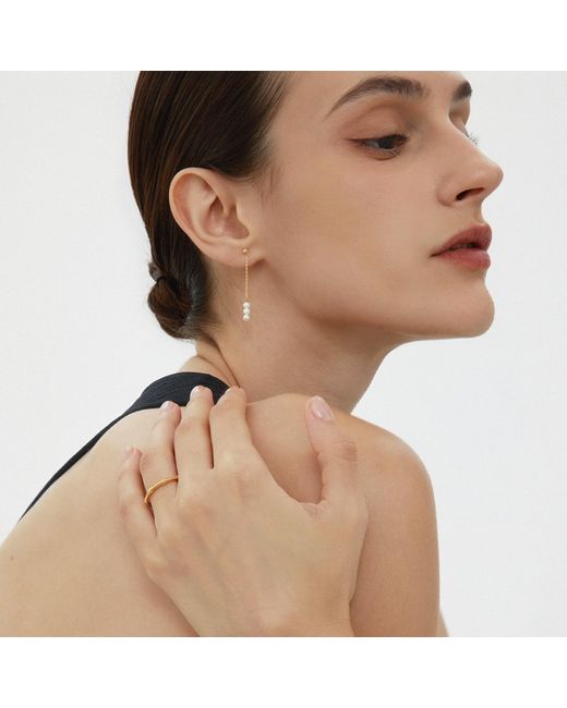 Vanhi White Eden Trio Pearl Drop Earrings