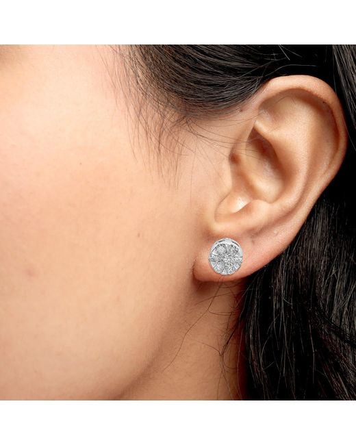 Artisan Metallic Natural Diamond Cluster Stud Earrings