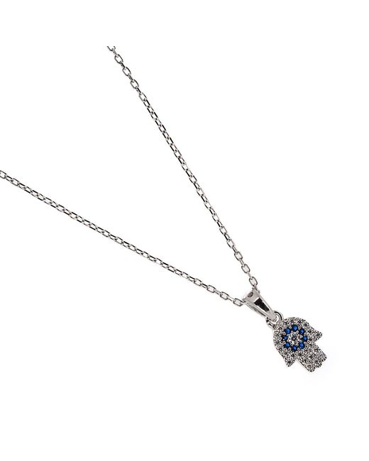 Ebru Jewelry Metallic Minimalist Hamsa Hand Sterling Silver Necklace