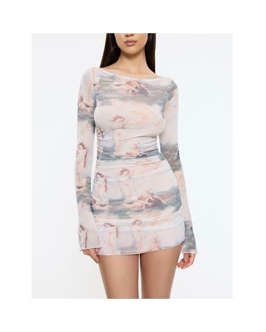 Alia Studio Gray Mystère Mini Mesh Dress
