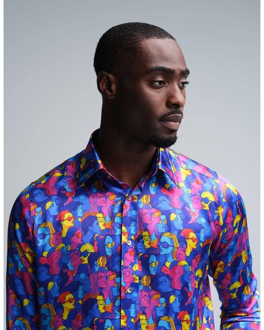 Gresham Blake Blue Ravers Silk Shirt for men
