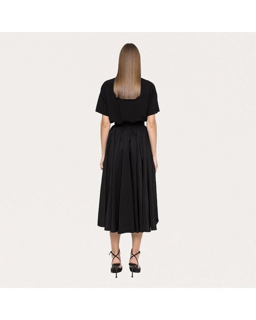 Nissa Black Floral-Appliqué Viscose T-Shirt