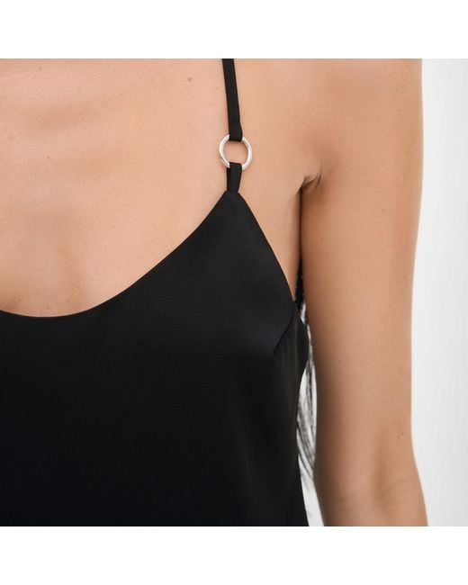 OW Collection Black Lindsey Satin Slip Mini Dress