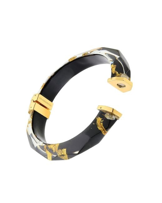 Gold & Honey Black 24K Leaf Lucite Bangle