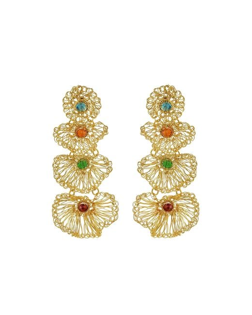 Lavish by Tricia Milaneze Metallic Shells Cascade Handmade Crochet Earrings