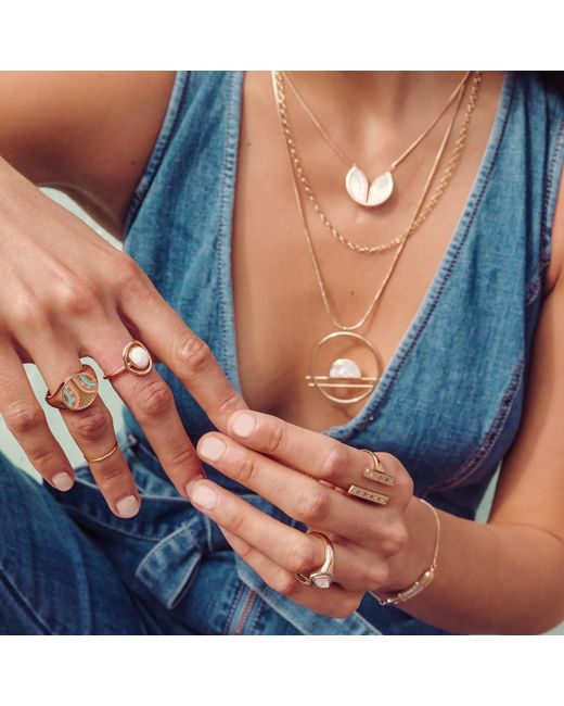 Glamrocks Jewelry Metallic South Beach Signet Ring Coral & Mint
