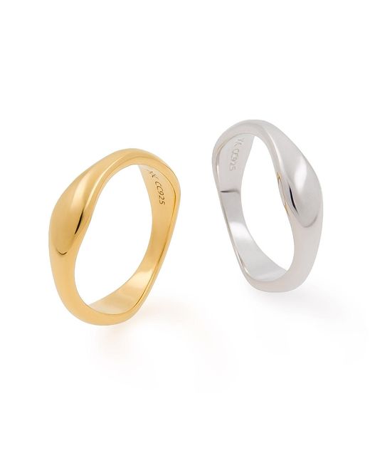 Cote Cache Metallic Stackable Wave Vermeil Ring Set
