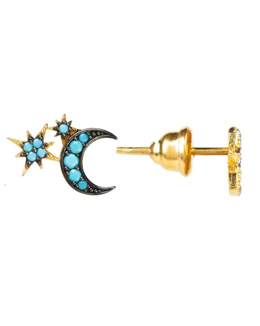 Latelita London Multicolor Moon & Starburst Small Stud Earrings Turquoise