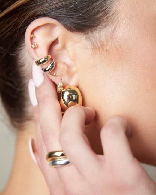 Crystals and Co Metallic Medium Bubble Dome Earrings